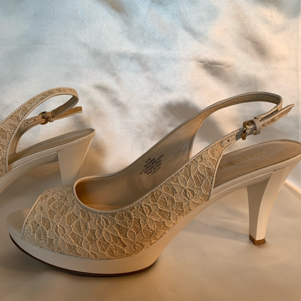 Nine West Off-White Slingback Heels